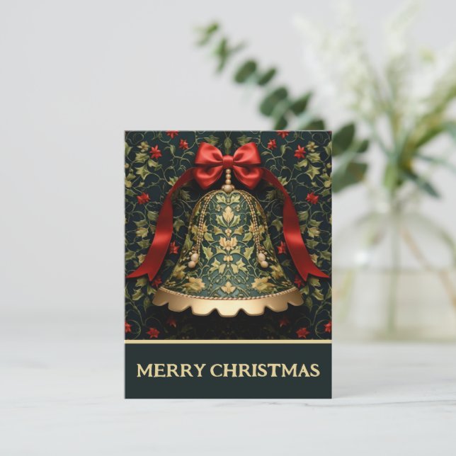 Bow Bell And Vines - Christmas Card (Standing Front)