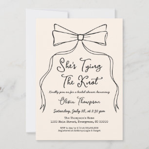 Bow Black She's Tying the Knot Bridal Shower Invitation