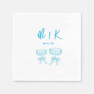 Bow Blue Cocktail Wedding Napkin