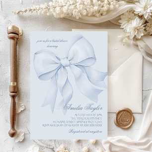 Bow Blue Elegant Bridal Shower Invitation