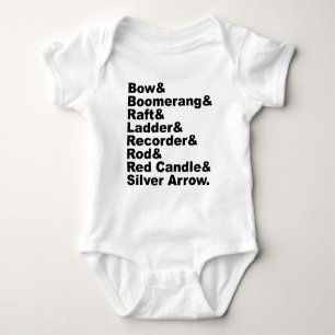 Bow Boomerang Raft Ladder Recorder Rod Red Candle Baby Bodysuit