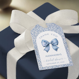 Bow Bridal Shower Blue White Arch Floral Thank You Gift Tags