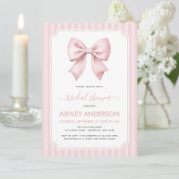 Bow Bridal Shower Pink Stripes Pattern Coquette