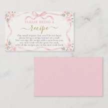Bow Bridal Shower Recipe Card Request