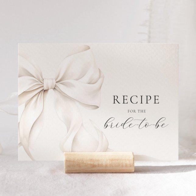 Bow Bridal Shower Recipe Enclosure Card (Creator Uploaded)