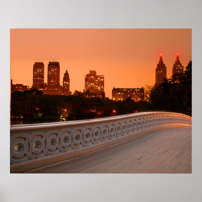 Bow Bridge at Twilight in Central Park, NYC Poster (Front)