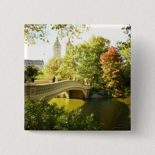 Bow Bridge, Central Park, Late Summer, NYC 15 Cm Square Badge