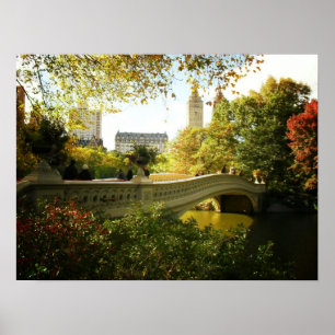 Bow Bridge in Autumn, Central Park, NYC, Medium Poster