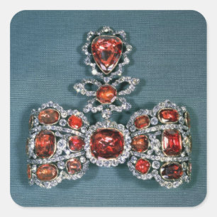 Bow brooch set with brilliant square sticker