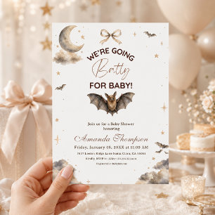 Bow Celestial We're Going Batty for Baby Shower Invitation