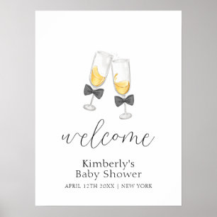 Bow Champagne Sip & See Baby Shower Welcome Poster