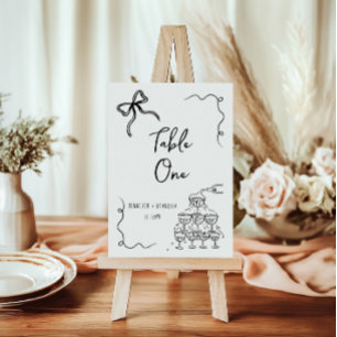 Bow Champagne Tower black white Table Number