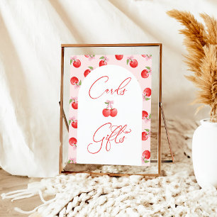 Bow Cherry Baby Girl Shower Cards & Gifts Sign