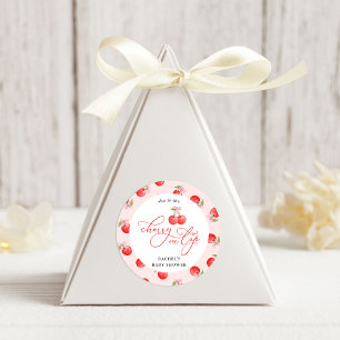 Bow Cherry on Top Baby Girl Shower Classic Round Sticker