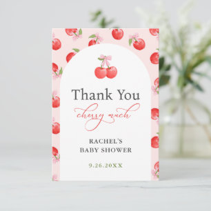 Bow Cherry on Top Baby Girl Shower Thank You Card