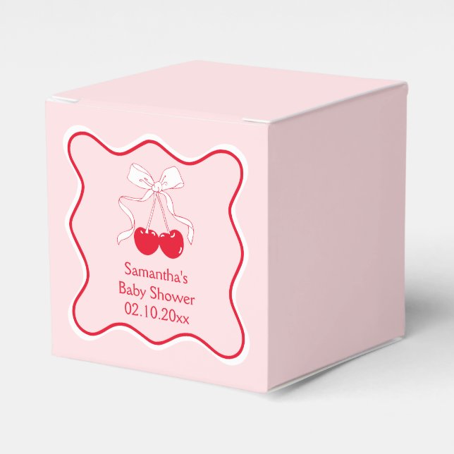 Bow Cherry On Top Baby Shower Favour Favour Box (Front Side)