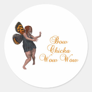 Bow chicka wow wow classic round sticker