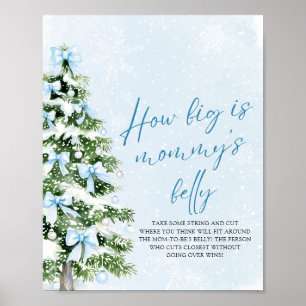 Bow Christmas Baby Shower How Big Is Mommy's Belly Poster