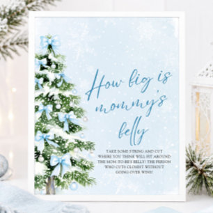 Bow Christmas Baby Shower How Big Is Mummy's Belly Poster