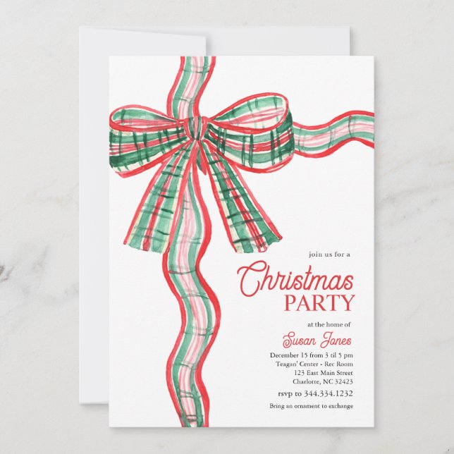  Bow Christmas Party Invitation (Front)