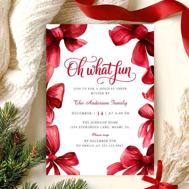 Bow Christmas Party Invitation (Creator Uploaded)