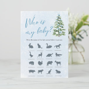 Bow Christmas Tree Baby Shower Who Is My Baby Game Invitation