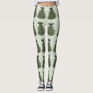 Bow christmas tree holiday leggings