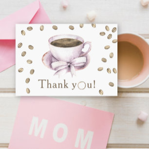 Bow & Coffee brewing Baby shower Thank you  Card