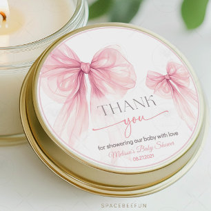 Bow Coquette Baby Shower  Classic Round Sticker