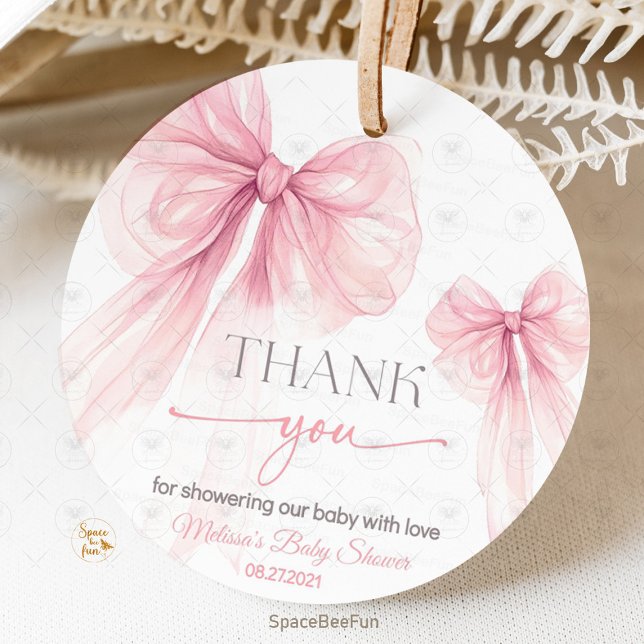 Bow Coquette Baby Shower  Favour Tags (Bow Coquette, Baby Shower, Favor Tag, Elegant Baby Shower, Pink Bow Theme, Baby Shower Decor, Coquet)