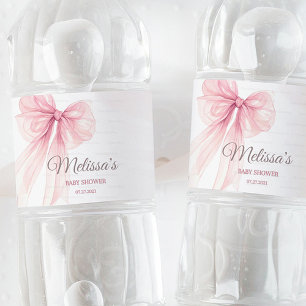 Bow Coquette Baby Shower Water Bottle Label