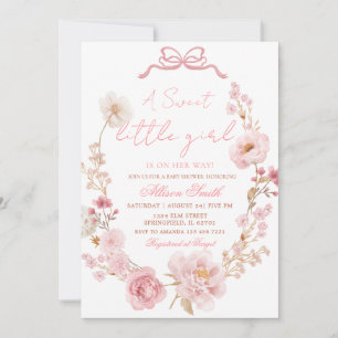 Bow Coquette Blush Pink Bow Baby Shower Invitation
