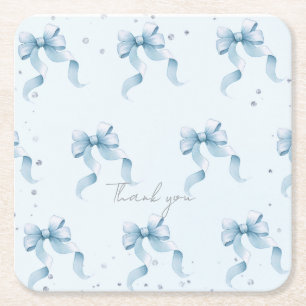 Bow Coquette Boy Baby Shower Classic Round Napkins Square Paper Coaster