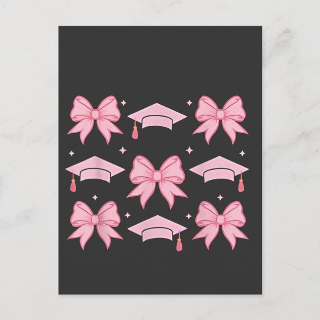 Bow coquette Graduation Pink palette 2025  Invitation Postcard (Front)
