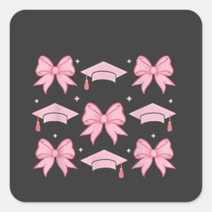 Bow coquette Graduation Pink palette 2025  Square Sticker