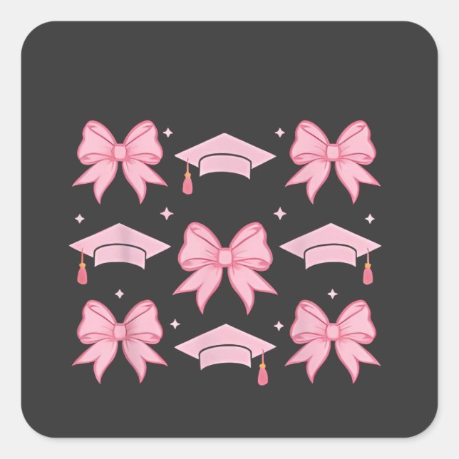 Bow coquette Graduation Pink palette 2025  Square Sticker (Front)