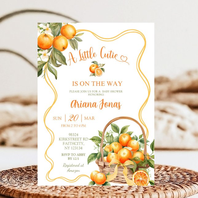 Bow Coquette Orange Baby Shower Invitation (Creator Uploaded)