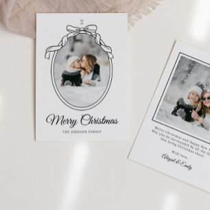 Bow Coquette Oval Photo Frame Christmas Holiday Card