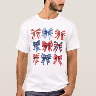 Bow Coquette Patriotic Fourth 4th of july USA T-Shirt