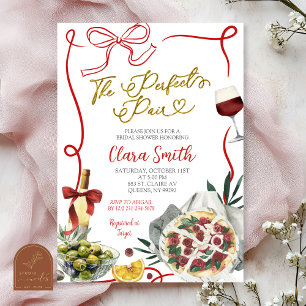 Bow Coquette Perfect Pair Italian Bridal Shower Invitation