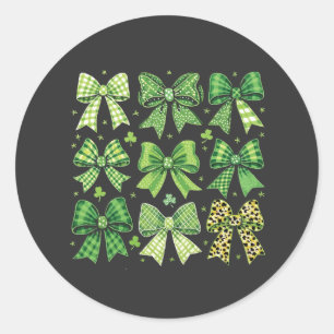 Bow Coquette St Patrick's Day Vintage  Classic Round Sticker