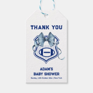 Bow Crest Rookie Football Sport Boy Baby Shower Gift Tags