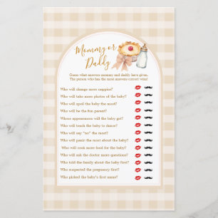 Bow Cutie Pie Pastel Gingham Mommy or Daddy Game