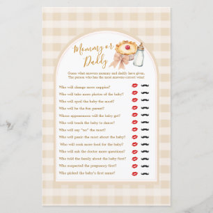 Bow Cutie Pie Pastel Gingham Mummy or Daddy Game