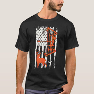 Bow Deer Hunting American Flag For Bow Hunting T-Shirt