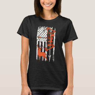 Bow Deer Hunting American Flag  For Bow Hunting T-Shirt