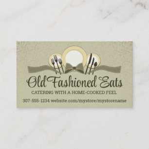 Bow dinner plates chef catering business cards