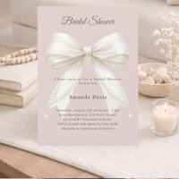 Bow dusty rose pink pearls Bridal Shower