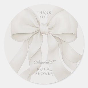 Bow Elegant Bridal Shower Thank You Classic Round Sticker