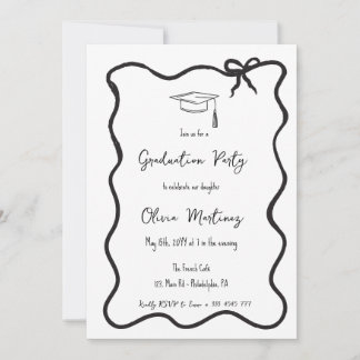 Bow fancy Graduation Invitation and announcement